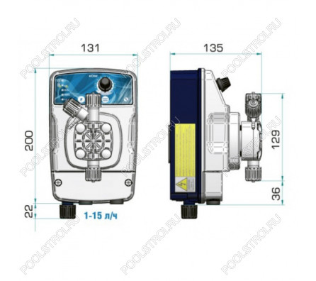 Насос дозир. мембранный eONE MF 15-5 100/250V PVDF TFE/P
