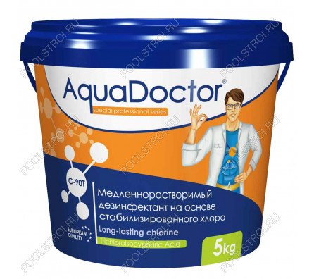 Дезинфектант для бассейна на основе хлора длительного действия AquaDoctor C-90T 5 кг