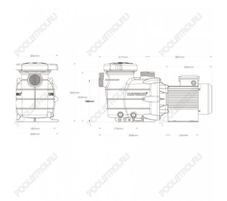 Насос Hayward PL 81005E2 (220В, ПФ, 13м³/ч*8м, 0.75кВт, 0.75лс)